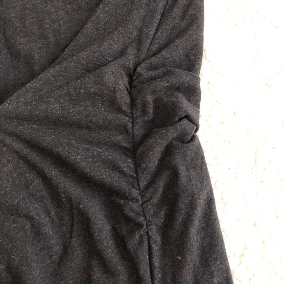 Batwing 3/4 sleeves , asymmetrical neckline, dress dark gray with side ruched - Picture 9 of 9